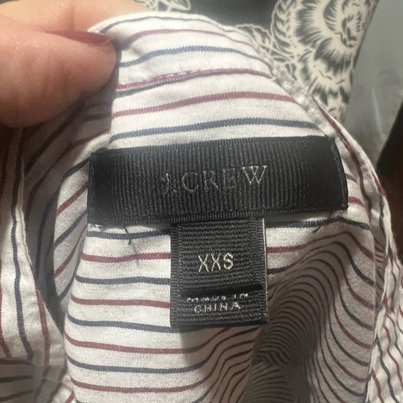 J. Crew Gray Tie Front Embellished Blouse with Mandarin Collar - Picture 7 of 8